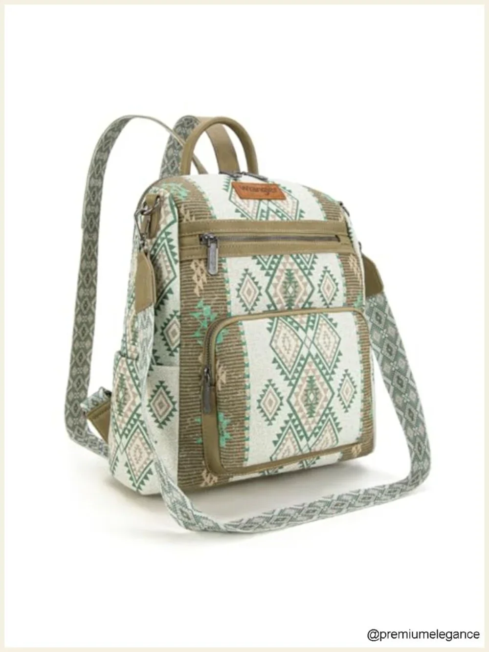 Canvas Convertible Backpack Purse with Aztec Embroidery